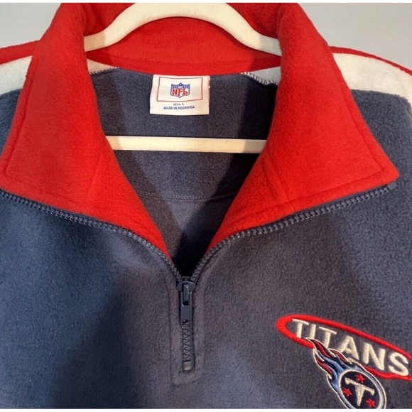 Y2K Tennessee Titans NFL Fleece 1/4 Zip Pullover Mens Large Blue Red Logo - Picture 3 of 14
